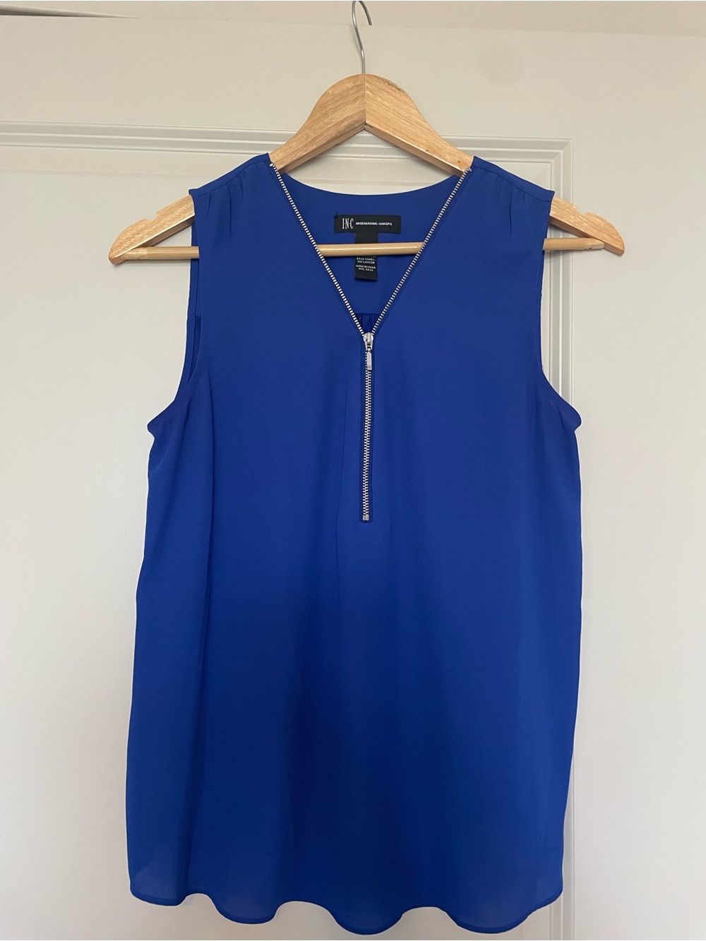 INC International Concepts Cobalt Blue Sleeveless Zip-Front Camisole